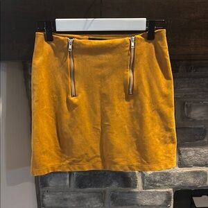 Forever 21 Mustard Mini Skirt with Zipper Accents
